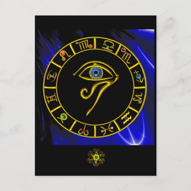 ASTRAL HORUS EYE,BLUE TALISMAN Astrology Chart Postcard (Front)
