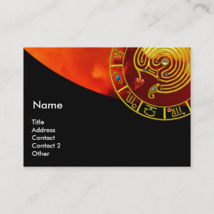 ASTRAL LABYRINTH,ASTROLOGY ZODIAC SIGN CHART Black Business Card