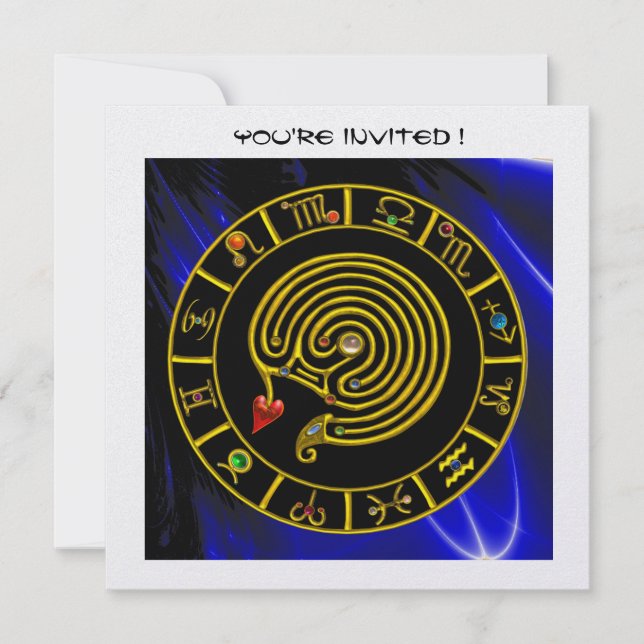 ASTRAL LABYRINTH , black and white ,blue ice Invitation (Front)
