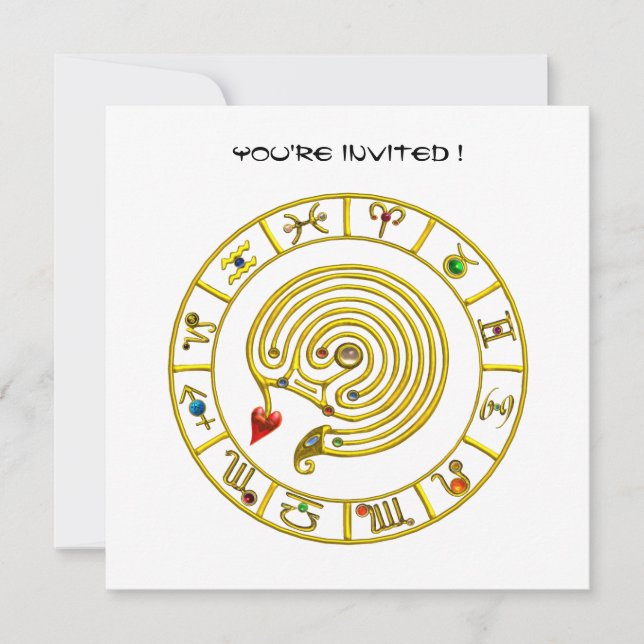 ASTRAL LABYRINTH , black and white ,blue red Invitation (Front)