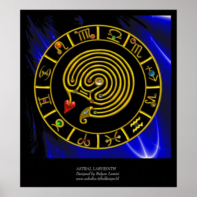 ASTRAL LABYRINTH GOLD ZODIAC CHART Astrology (Front)