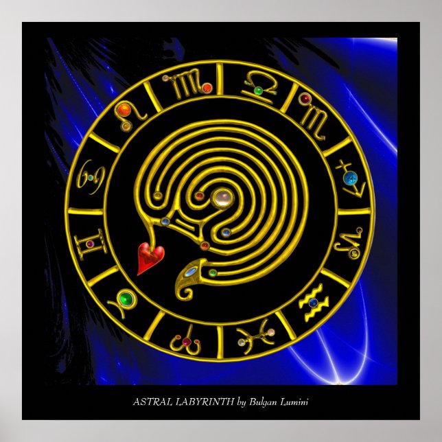 ASTRAL LABYRINTH GOLD ZODIAC CHART Astrology (Front)
