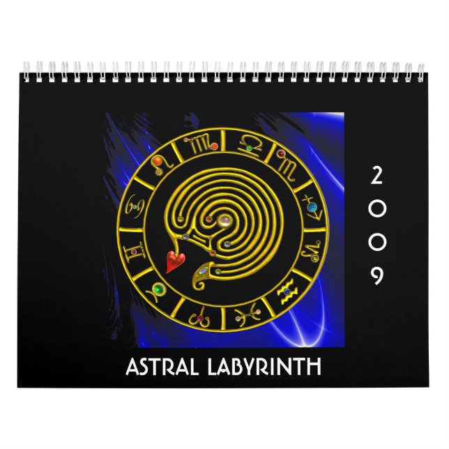 ASTRAL LABYRINTH GOLD ZODIAC CHART Astrology Calendar (Cover)