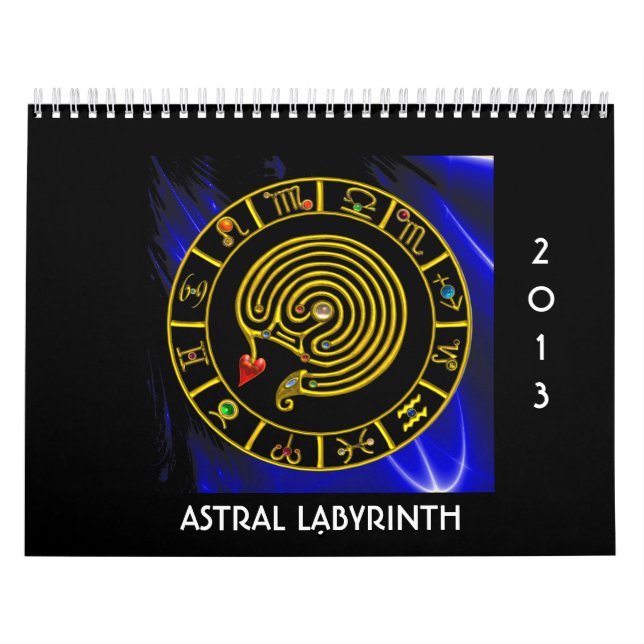 ASTRAL LABYRINTH GOLD ZODIAC CHART Astrology Calendar (Cover)