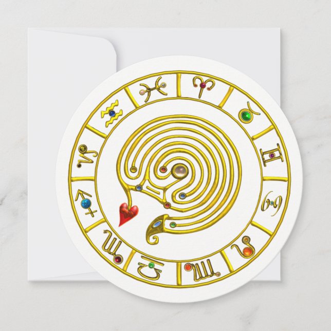 ASTRAL LABYRINTH GOLD ZODIAC CHART Astrology Invitation (Front)