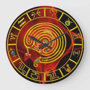 ASTRAL LABYRINTH GOLD ZODIAC CHART Astrology Large Clock