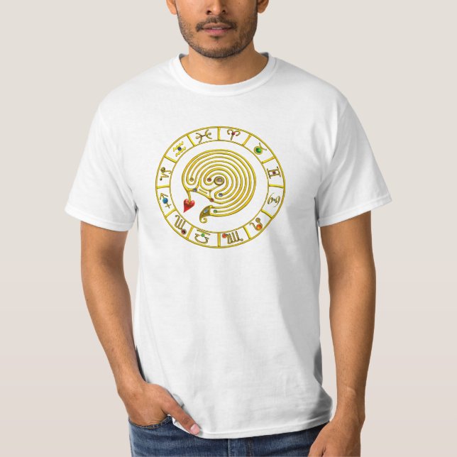 ASTRAL LABYRINTH GOLD ZODIAC CHART Astrology T-Shirt (Front)