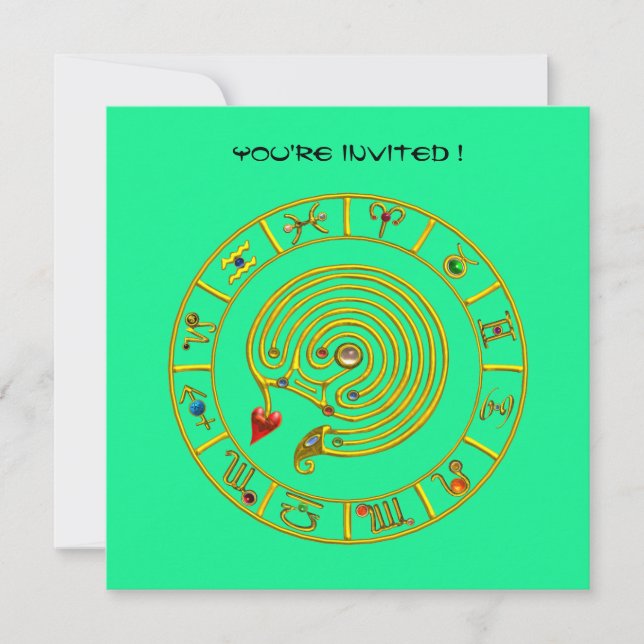 ASTRAL LABYRINTH , white  green ,blue red Invitation (Front)