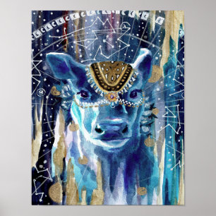 Astral Moon Cow Mandala  gift for cow lover Poster