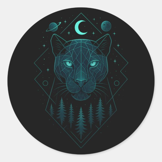 Astral Panther - Cosmic Dark Predator Classic Round Sticker (Front)