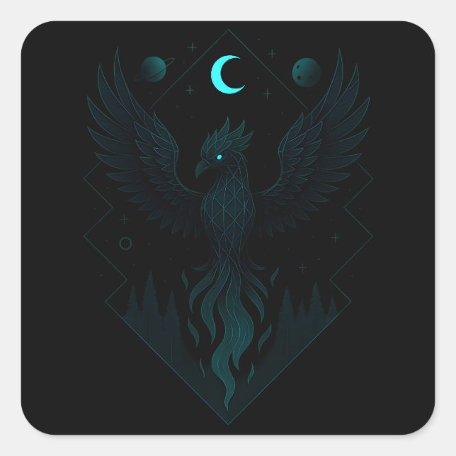 Astral Phoenix - Cosmic Fire Rebirth Square Sticker (Front)