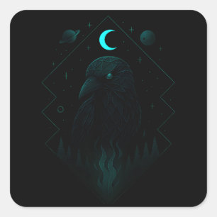 Astral Raven - Cosmic Dark Messenger Square Sticker
