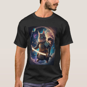 Astral Samurai Cat Guardian of the Celestial Waves T-Shirt