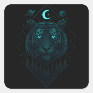 Astral Tiger - Cosmic Blaze Predator Square Sticker