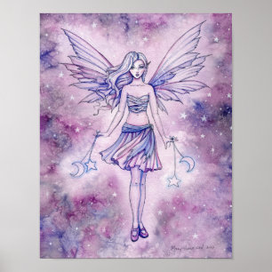 Astralina Purple Blue Fairy Fantasy Art Watercolor Poster