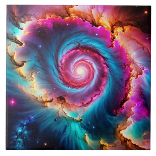 “Astralis” - Nebula and Galaxies Ceramic Tile