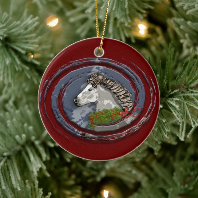 Astrid Icelandic Mare for the Holidays Ceramic Ornament (Tree)