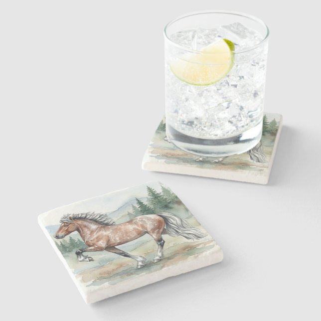 Astrid Tolting Icelandic Horse watercolor Stone Coaster (Side)