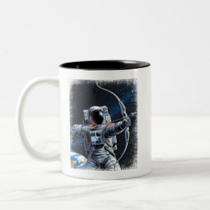 ASTRO ARCHER - Astronaut with Bow and Arrow Two-Tone Coffee Mug