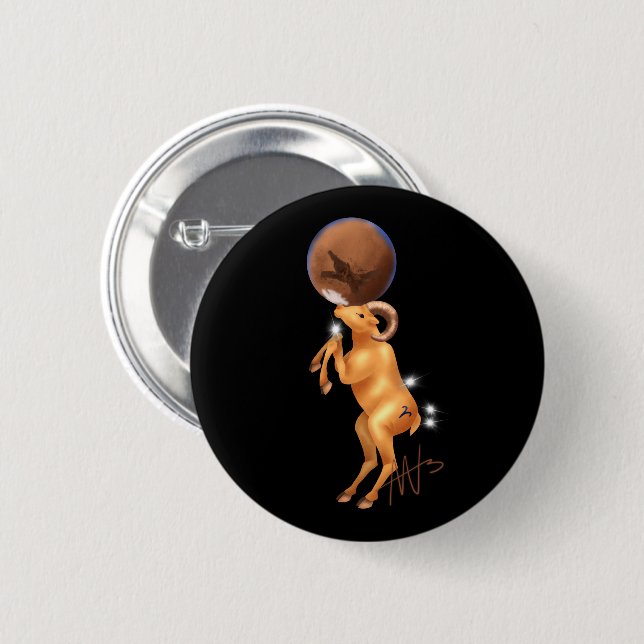 Astro Aries Mars Zodiac 6 Cm Round Badge (Front & Back)