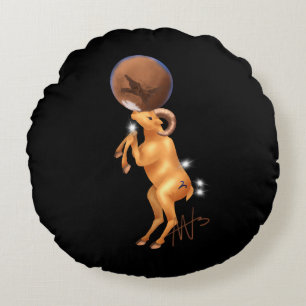 Astro Aries Mars Zodiac Round Cushion