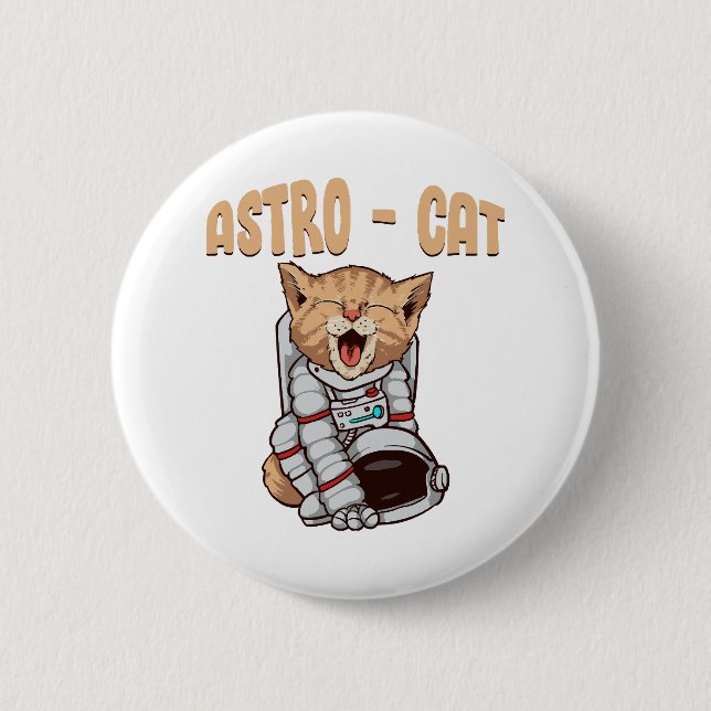 Astro Cat 6 Cm Round Badge (Front)