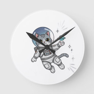 Astro-Cat Explorer Round Clock