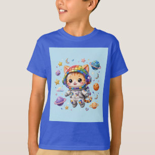 Astro Cat - fond bleu ciel - Kids Vertical  T-Shirt