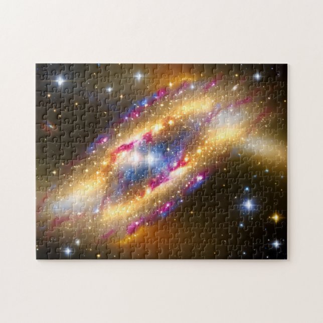 Astro golden pink and black galaxy space wide shot jigsaw puzzle (Horizontal)