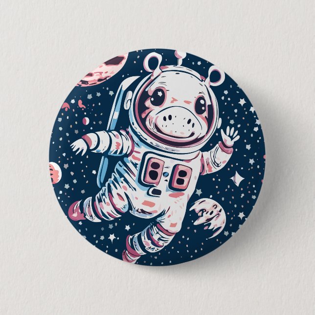 Astro Hippo 6 Cm Round Badge (Front)