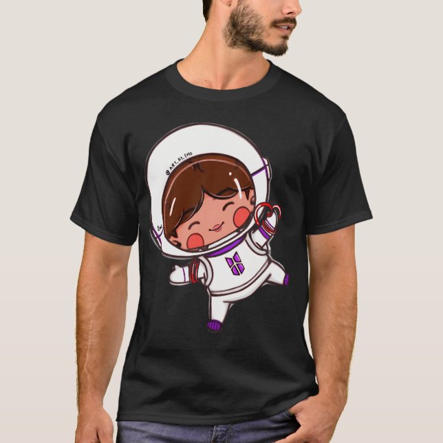 Astro Jin The Astronaut Floating In Space Pattern T-Shirt (Front)