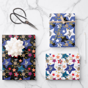 Astro Nut Stars Wrapping Paper Sheet