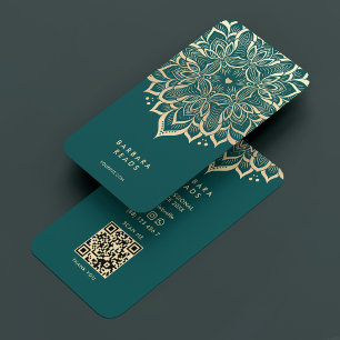 Astrologer Astrologist Dark Teal Mandala Elegant Business Card