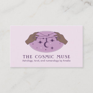 Astrologer Cosmic Moon and Planets with Hands Business Card