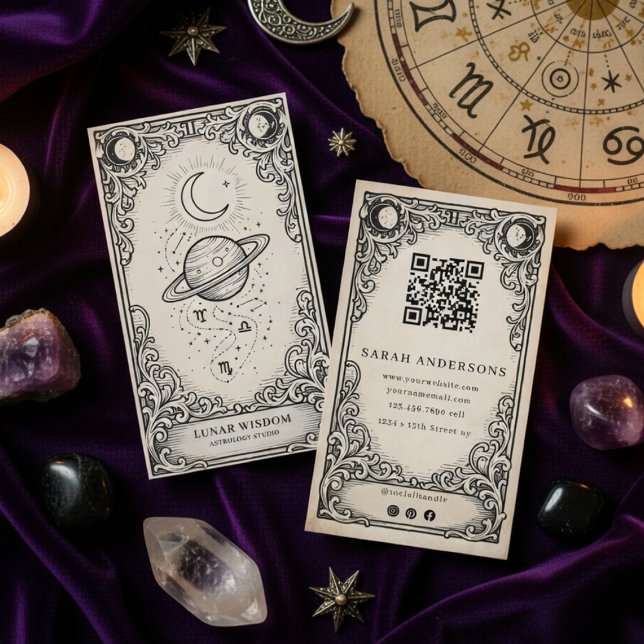 Astrologer Vintage Celestial Astrology Studio Business Card (Creator Uploaded)