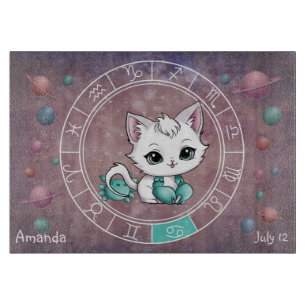 Astrological Cancer Cute cat Zodiac Wheel  Cutting Board