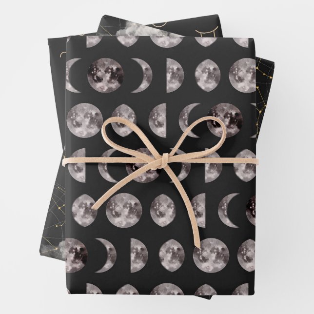 Astrological Celestial Pattern Wrapping Paper Sheet (In situ)