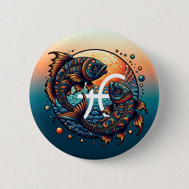 Astrological Horoscope Sign Pisces Zodiac   6 Cm Round Badge (Front)