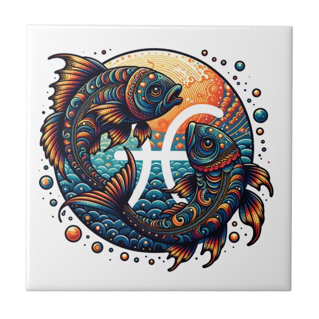 Astrological Horoscope Sign Pisces Zodiac   Ceramic Tile (Front)