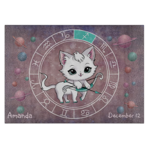 Astrological Sagittarius Cute cat Zodiac Wheel  Cutting Board