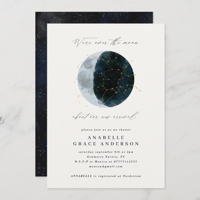Astrological script watercolor moon star celestial (Front/Back)