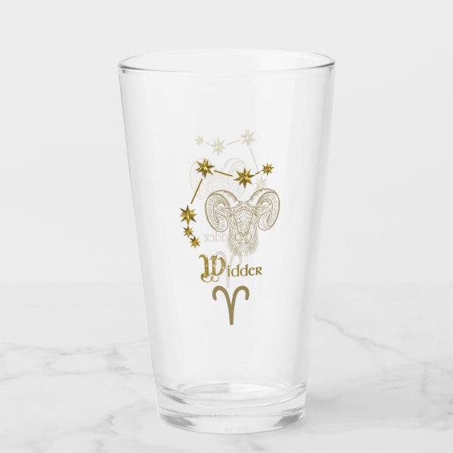 Astrological sign Aries - Gold Glass (Front)