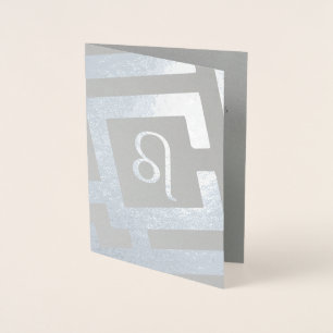 Astrological Sign Leo Silver Decor Custom Text Foil Card