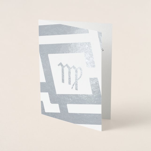Astrological Sign Virgo Silver Decor Custom Text Foil Card (Front)