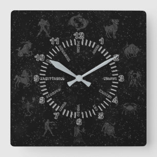 Astrological signs square wall clock