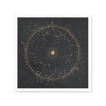 Astrological star map black gold zodiac stars