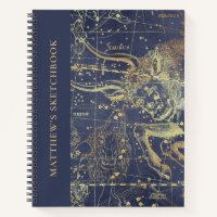 Astrological Starry Night Sketchbook with Name