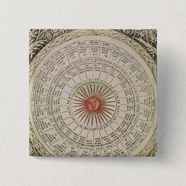 Astrological table of the Sun 15 Cm Square Badge (Front)