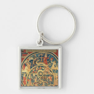 Astrological tapestry key ring