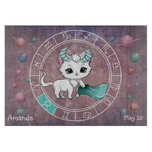 Astrological Taurus Cute cat Zodiac Wheel  Cutting Board
